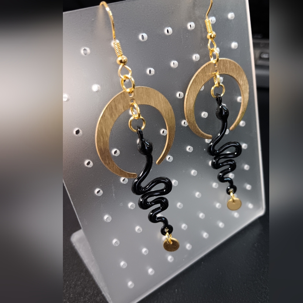 Crescent Moon Snake Earrings (NWT)